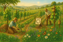 immagine che evoca un'agricoltura dei vitigni in maniera biologica e diodinamica